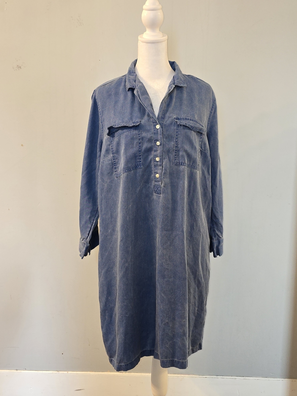 Old Navy Blue Denim Button-Down Shirt Dress